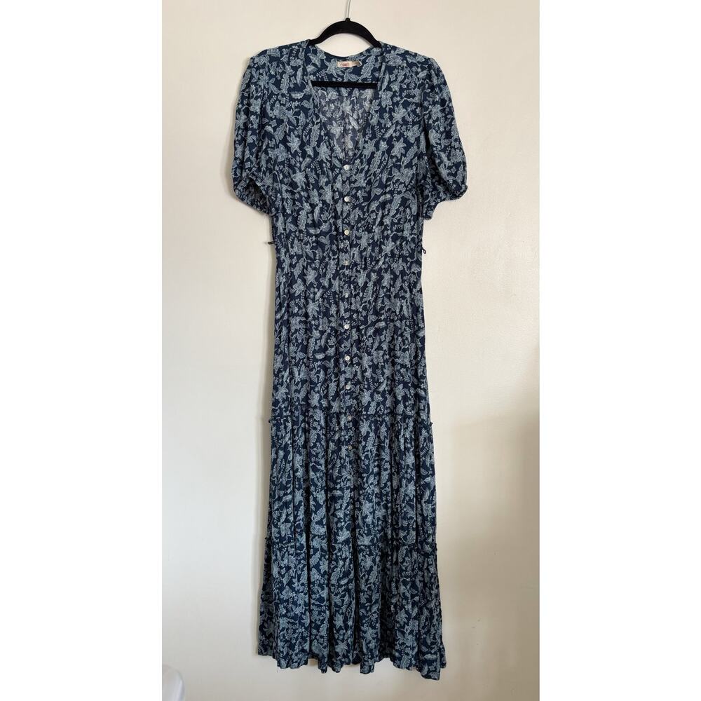 Faherty Navy Floral Maxi Dress - Picture 2 of 12